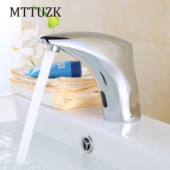

MTTUZK Bathroom Automatic Touch Free Sensor Faucets Water Saving Basin Sensor Tap Hot and Cold Mixer DC6V&AC220V Torneira AC220V