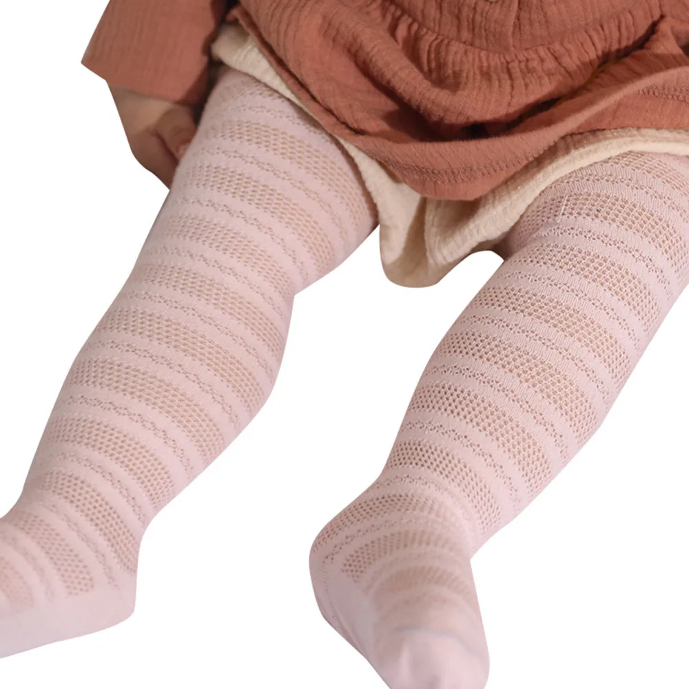 LONSANT Baby Pantyhose Toddler Girls Solid striped hollow mesh Tights