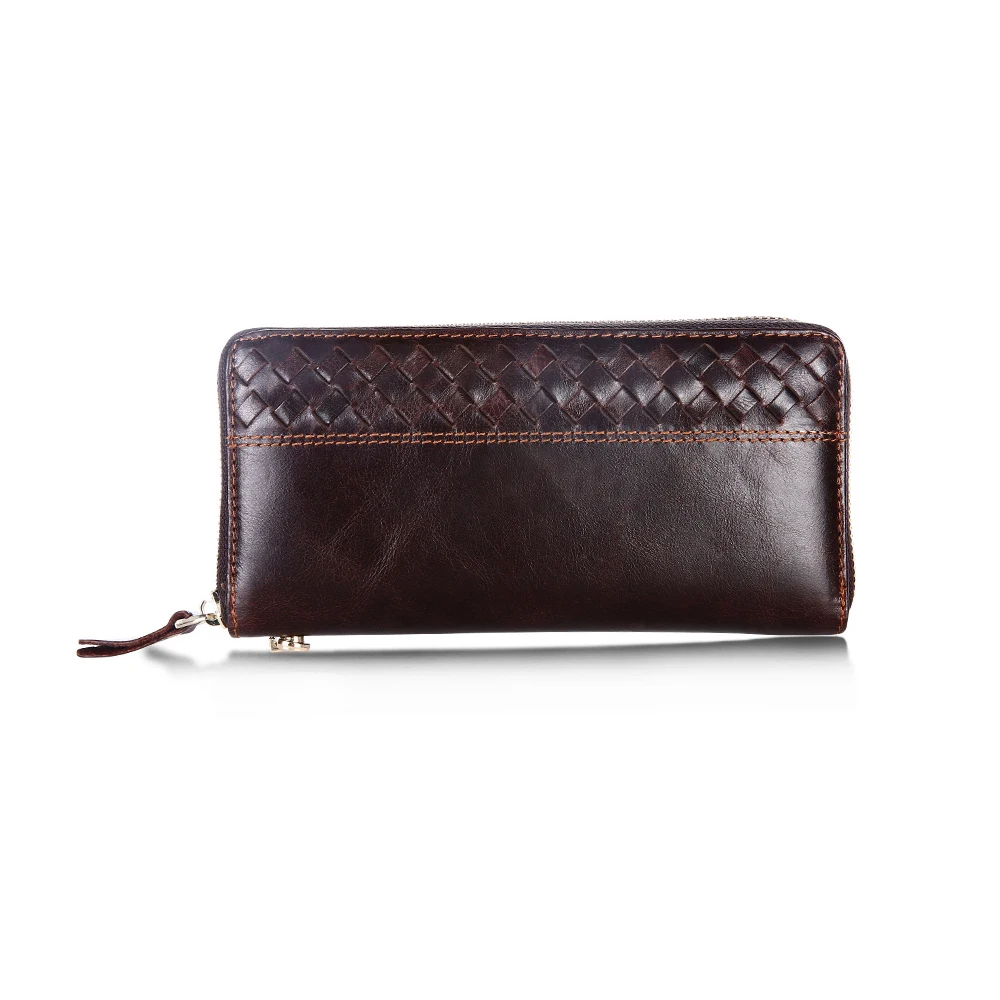

Genuine Leather Casual Fashion Ladies Woven Wallet Long Vertical Version