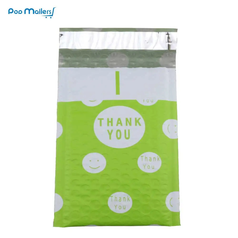 

10pcs Poly Bubble Mailers 175*230mm Bubble Envelopes Green Creative Dot THANK YOU Pattern Bubble Lined Poly Mailer