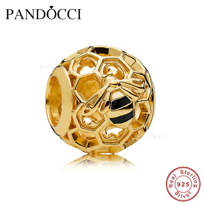 

DIY Fits for Pandora Charms Bracelets Honeybee Charm, Shine Beads 100% 925 Sterling-Silver-Jewelry PANDOCCI