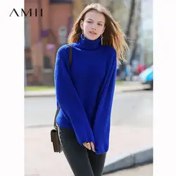 Amii минималистский мохер свитер для женщин зима 2019 повседневные однотонные фонари рукавом Свободные Теплый Женский пуловер свитер с