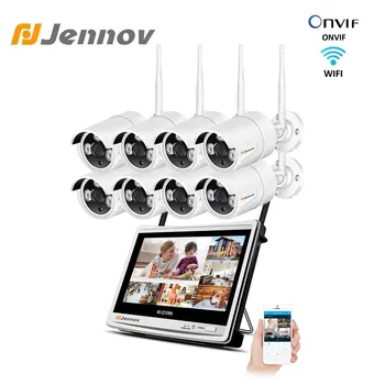 

Jennov 8CH 1080P Wireless Security Camera System 12" LCD Screen Wifi NVR 2MP Outdoor IP 66 Camera Video Surveillance System Set