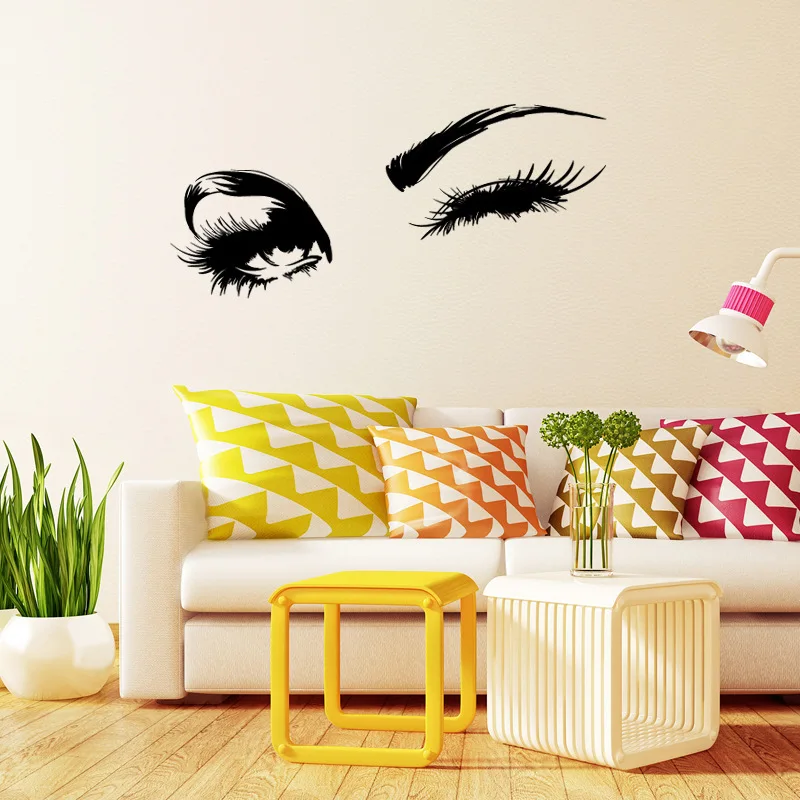 

Eyes Wall Stickers Room Decoration Beautiful Eyelashes Make Up Girls Eyebrows Wall Decor Home Decoration Accessories Art Mural