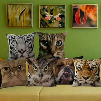 

Wholesale 1 piece 3D Animal Face Design Seat pillow cover pillowcase Decorative Home Chair Throw Pillows Case 45*45cm A1011