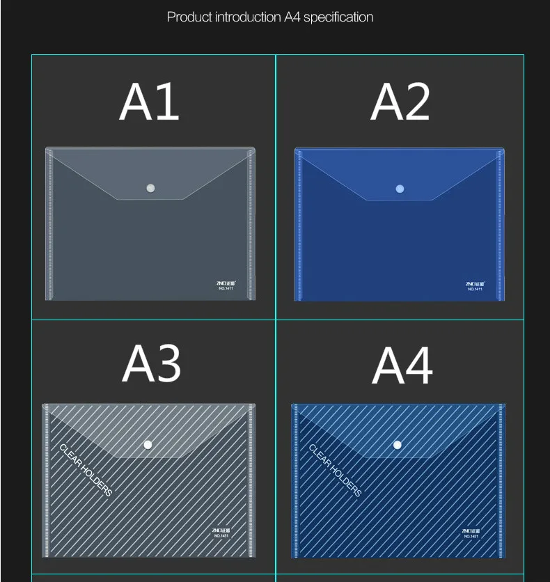A4 прозрачная папка мешок документа Пресс кнопки Пластик прозрачный Билл получения офиса канцелярские портфель
