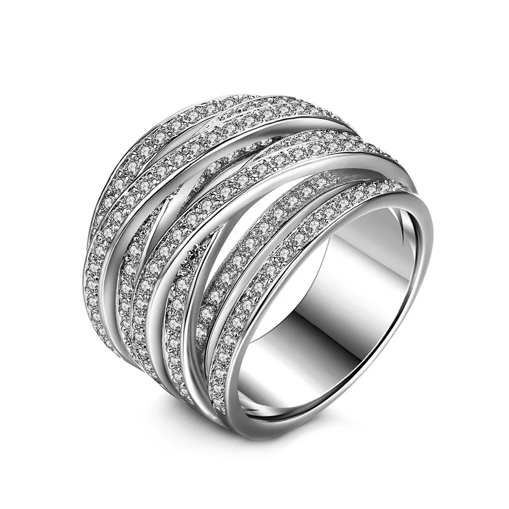 

Trendy inlaid zircon multi-ring vintage ring Engagement Female White Zirconia CZ Weddings Rings Jewelry Accessories