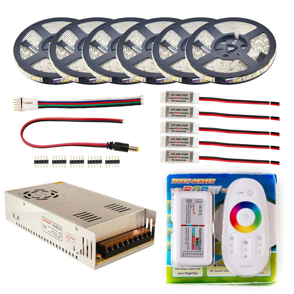 

LED Strip Kit10m 20m 25m 30m 12V RGB RGBW Set 5050 Flexible 300LED Waterproof diode tape LED Rope Ribbons Remote Power Amplifier