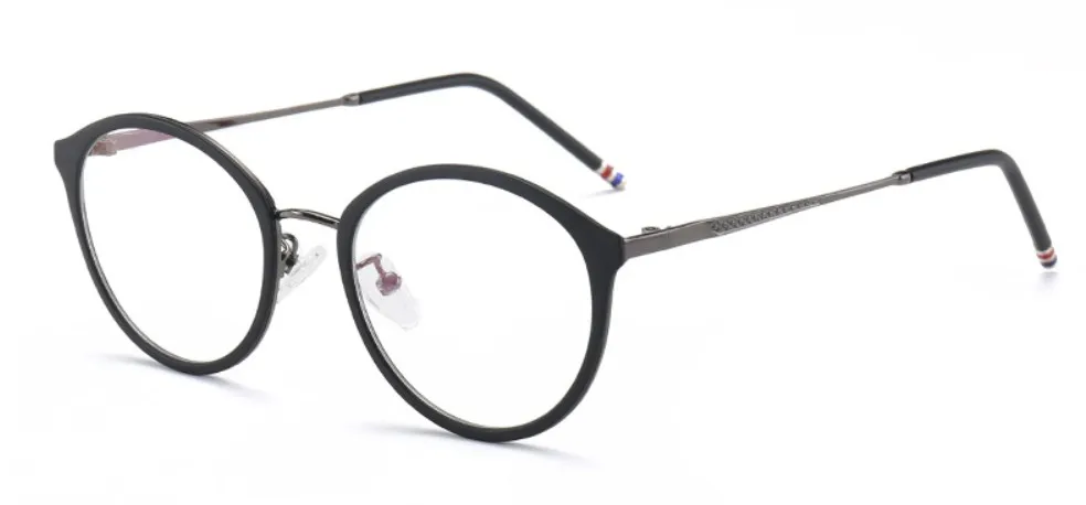 CCSPACE металлические круглые очки, оправа для мужчин и женщин, брендовые дизайнерские оптические модные очки, анти-Blu-ray компьютерные очки 45457 - Цвет оправы: C7 GunGray black