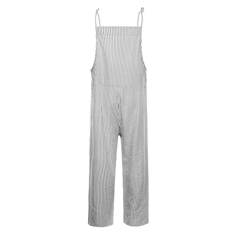 Sleeveless Overalls For Women Pocket Jumpsuit Summer Striped Rompers Womens Jumpsuit Loose Combinaison Femme 40MAY1417