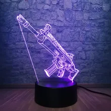 Новинка, 3D лампа, крутая битва, королевская игра, PUBG, TPS, SCAR-L, 7 цветов, сменный Настольный светодиодный светильник, Ночной светильник, иллюзия для мальчиков, подарок на Рождество