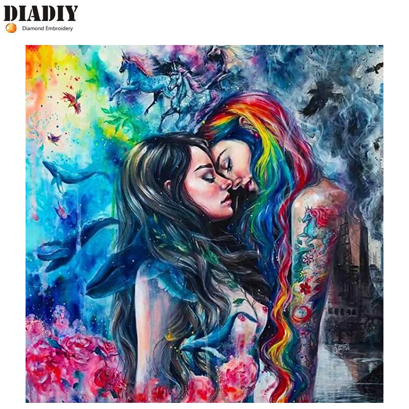 

DIADIY full 3d diamond embroidery bead patterns square 5d diy diamond painting horse Floral fairy puzzle painting needlework