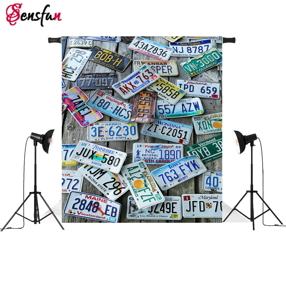 

Sensfun Car Plate photography Backdrops Rusty license Printed Fabric Photography Background for Photo Studio Party Photocall