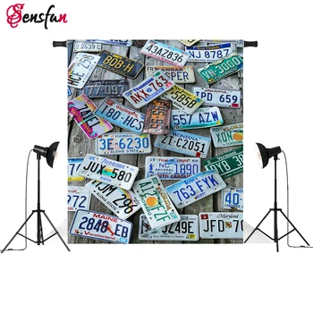 

Sensfun Car Plate photography Backdrops Rusty license Printed Fabric Photography Background for Photo Studio Party Photocall