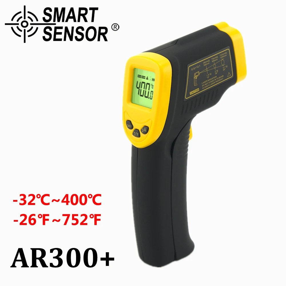 

Digital Infrared Thermometer electronic Non-Contact IR Laser Point Temperature Gun meter Pyrometer AR300+ -32~400 C (-26~752F)