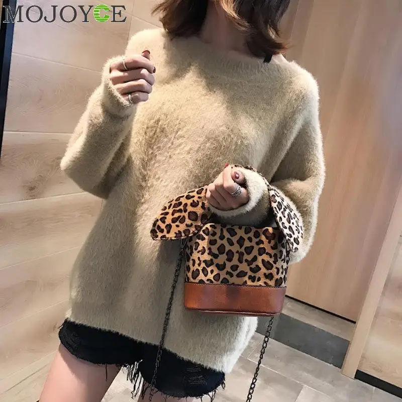 

Fashion Women Messenger Bag 2018 Animal Print Bowknot Phone Bag Casual Shoulder Bucket Bags Leopard Printing Handbag Bolso Mujer