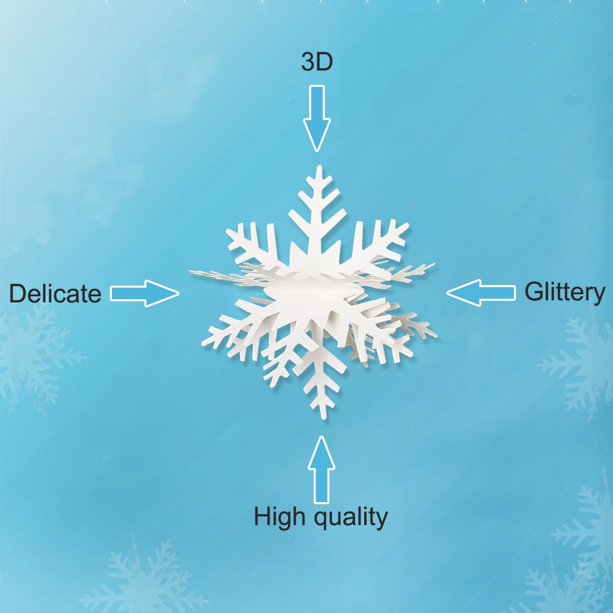 Замороженные товары для дня рождения 3м белый блестящий 3D Снежинка из бумаги Гирлянда Рождество свадьба сцена год баннер, домашнее украшение