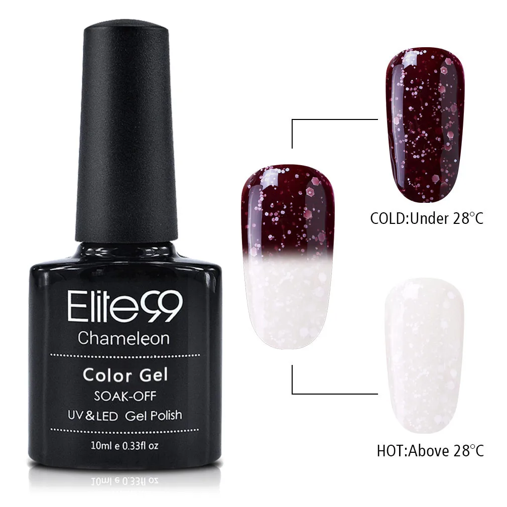 Elite99 10 мл Снежный термальный Гель-лак для ногтей Хамелеон Изменение температуры Цвет Гель-лак замочить от дизайна ногтей Гель-лак - Цвет: 9704