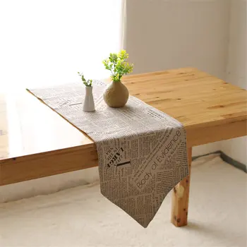 

Newest American Style Table Runner Linen Newspaper Letter Printed Napkins Table Runners Home Banquet Decoration Table Covers