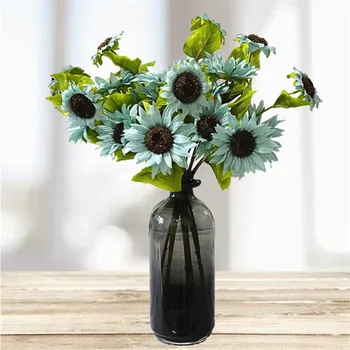 

10Pcs Fake Short Stem Sunflower 19.69" Length Simulation Chrysanthemum for Wedding Home Decorative Artificial Flowers
