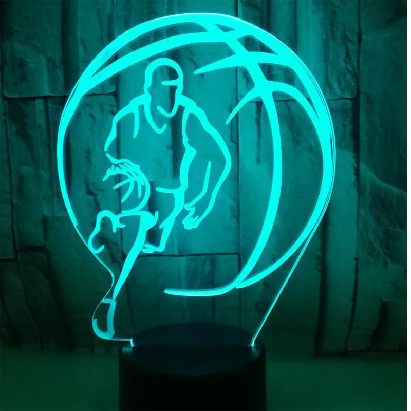 Светодиодный 3d-ночник играть в баскетбол с 7 цветов света для украшения дома дрибла приходят лампы удивительной визуализации оптический