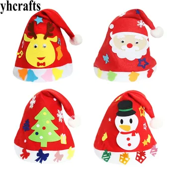 

4PCS/LOT,DIY cartoon fabric hat Create your own hats Early educational toys Kids party favors Kindergarten crafts Adult DIY