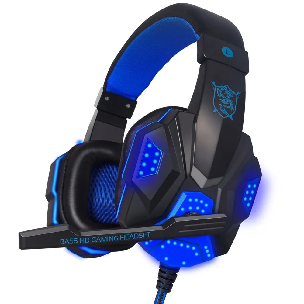 Gaming Headphone USB 3 5mm Game Headsets with Microphone Gamer Earphone Interface LED Volume Control Over ear Headphones For PC