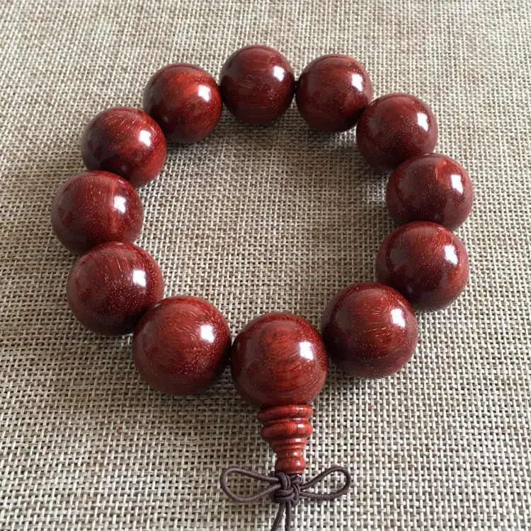 

FREE SHIPPING>>>@@ 21mm Natural Chicken Blood Red Sandalwood Prayer Beads Beaded Bracelet A83 NEW