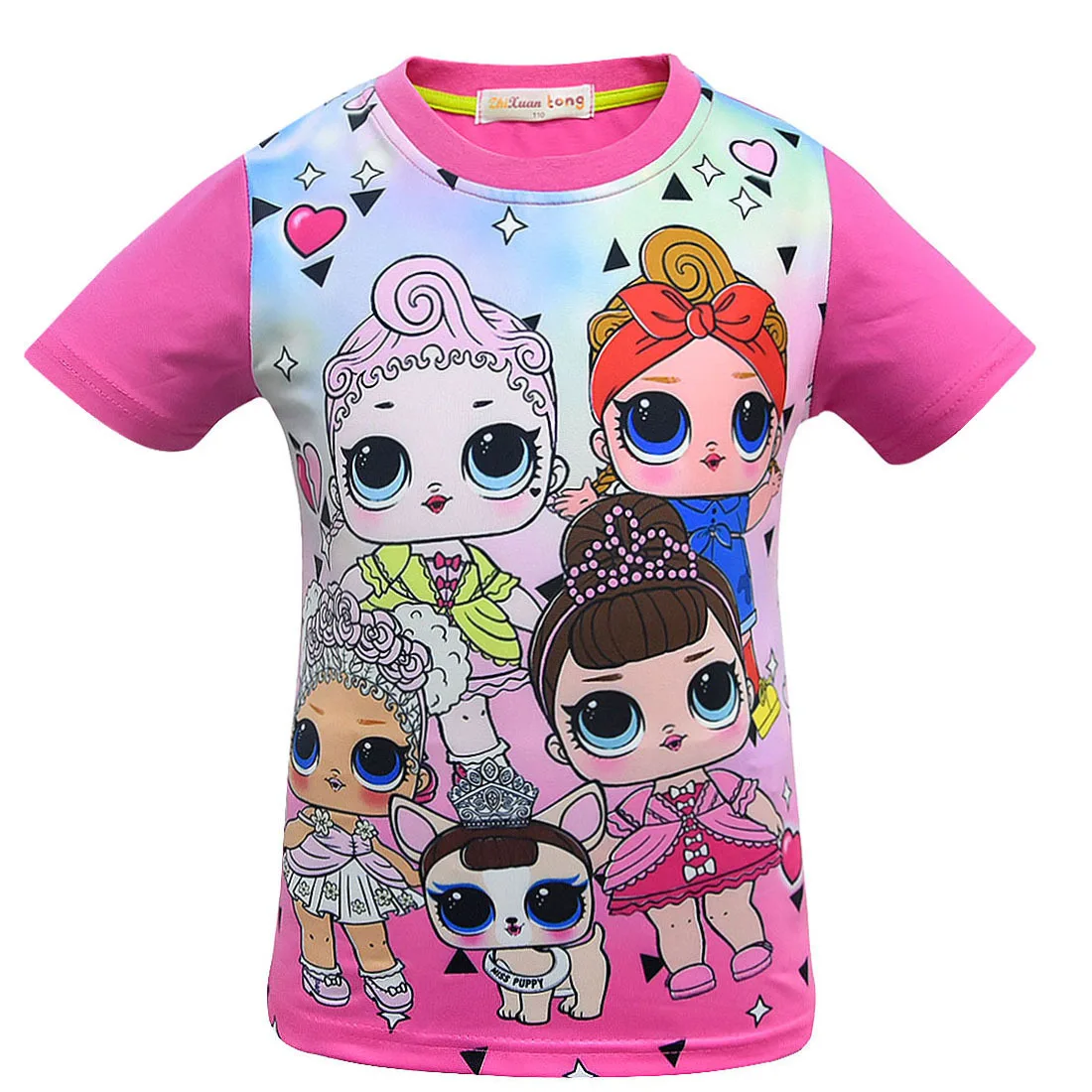 

2019 new European and American girls short-sleeved cartoon pattern children's T-shirt short-sleeved children's shirt