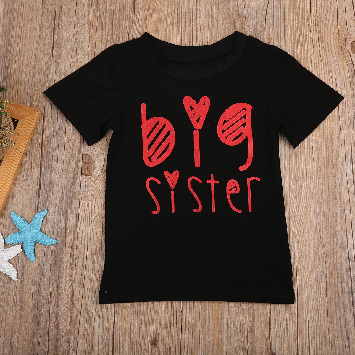 Черные футболки с принтом Pudcoco Big sister big brother подходящая футболка|big brother|big sistert-shirt