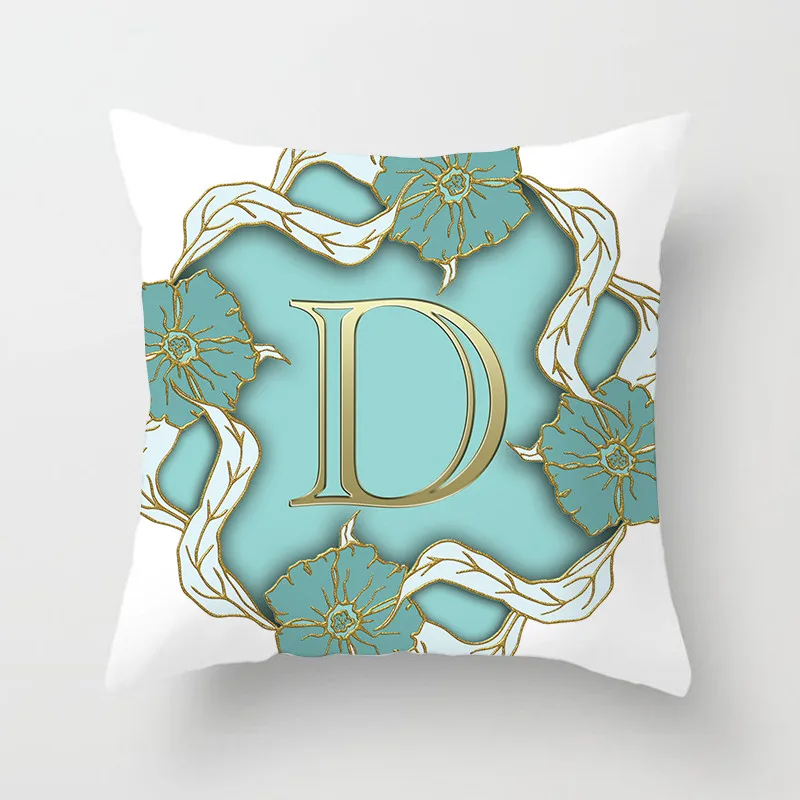 26 Alphabet Gold Letter Pillow Cover