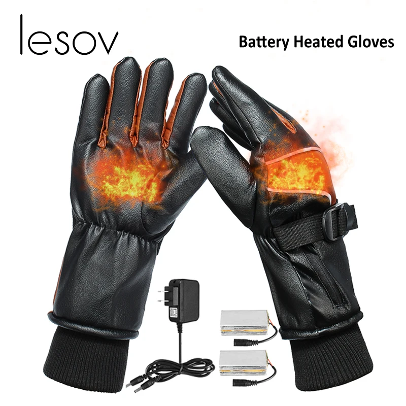 Lesov Waterproof Fabric Electric Battery Heated Gloves Men Women