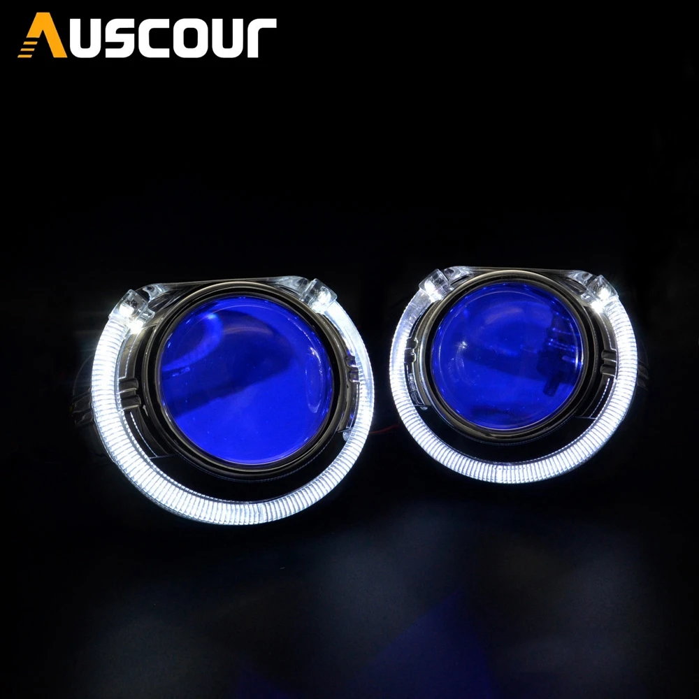 

2pcs 2.5inch bixenon hid car Projector lens with DRL angel eyes shrouds for H1 H4 H7 xenon kit bulb lamp headlight car assembly