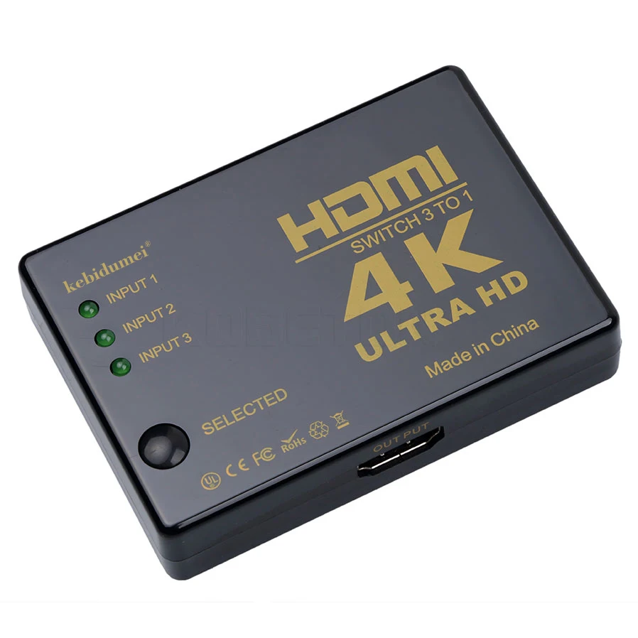 Kebidumei мини 4 K* 2 K 3 в 1 HDMI переключатель Ultra HD 1080 P HDMI переключатель сплиттер коммутатор для HD ТВ ПК для PS3 DVD высокое качество