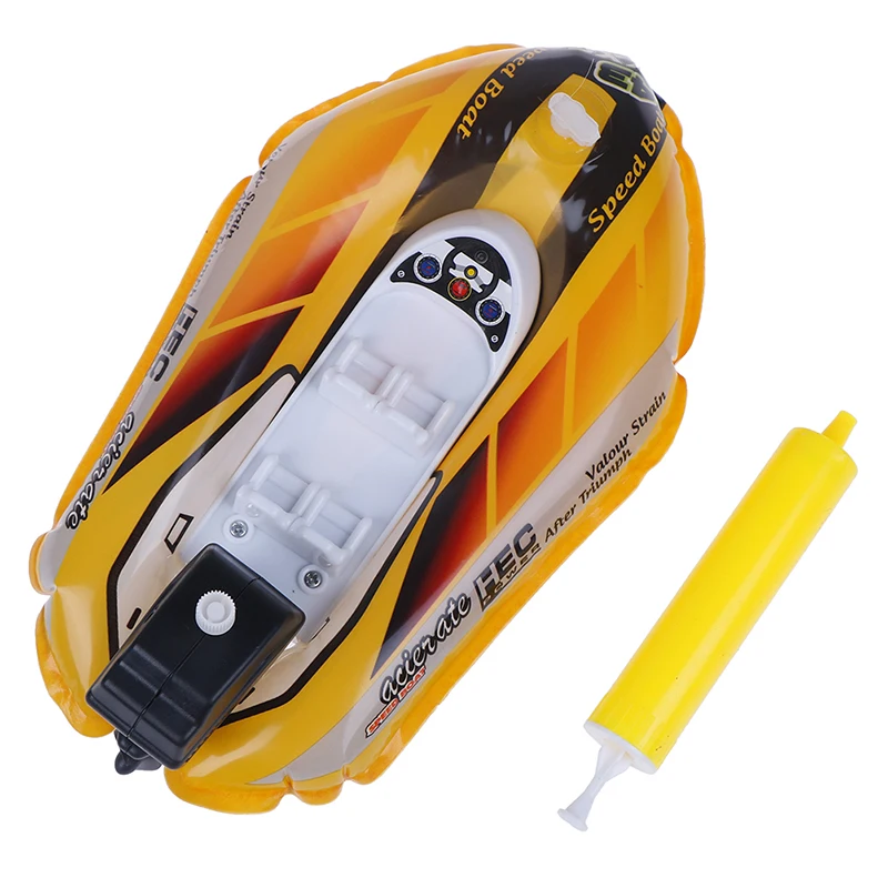 1 Set Inflatable Boat Baby Toy Kid Clockwork Wind Up Inflatable Boat Ship Play Water Bathroom Bath Toy 7