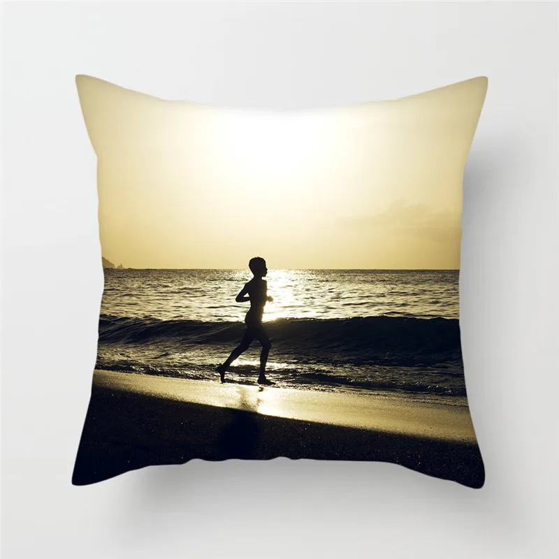 

Fuwatacchi Runnning Pattern Cushion Cover Jogging Sports Christmas Pillow Cover Home Decoration Sofa Decorative Pillowcase