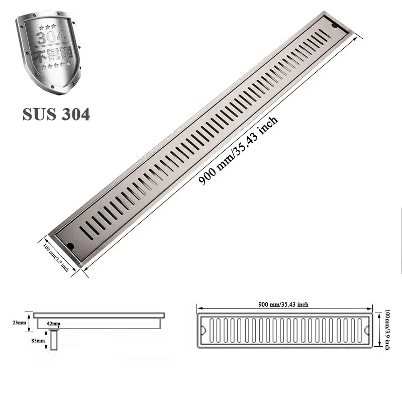 1 шт. Нержавеющая сталь линейный длинный душ слив ванная комната канал ванная напольная решетка сток, Дезодорация длинный душ Трап