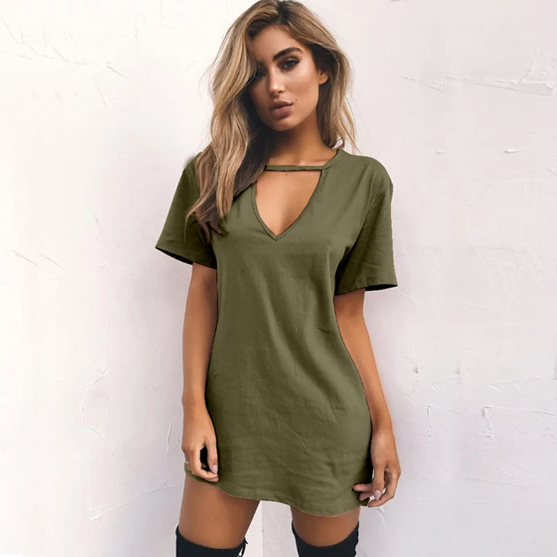 deep v shirt dress