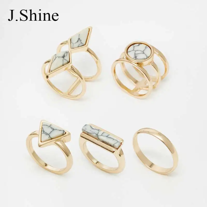 

New Design Summer Bohemian High Quality Stone Rings for Women Geometric Anillos Gold Color Ring Joias Statement Bijoux Femme