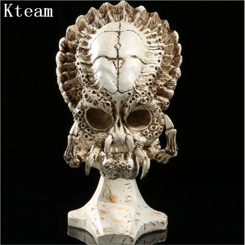 

Top Quality Resin 1:1 Resin Predator VS Alien Skull Decorations Predator Skull Collection Statue for Halloween Holiday Gifts toy