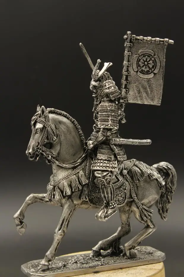 1/30 Оловянная металлическая модель древнего солдата, японский воюющий Оверлорд, Ода, для дома, верховой езды, Самурай, украшение для дома, офиса, бара, подарки - Цвет: Светло-серый