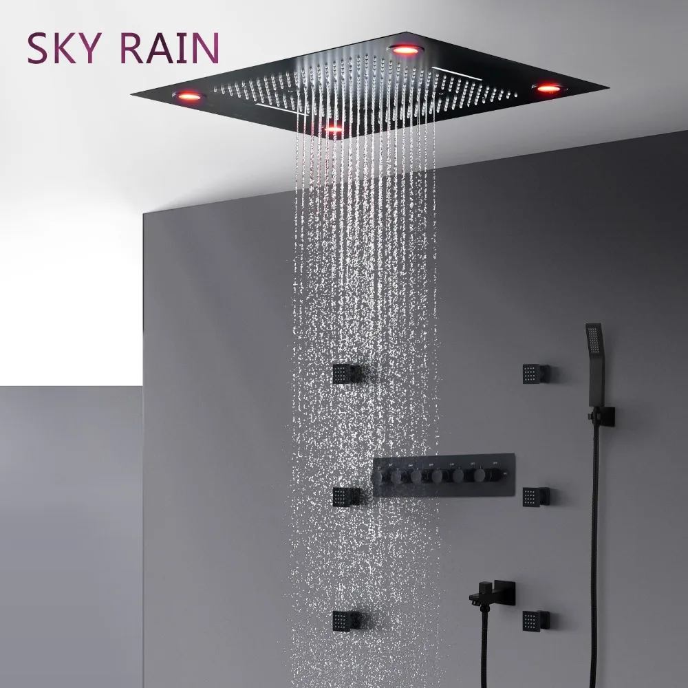 Матовая черная Роскошная насадка для душа SKY RAIN с высоким потоком