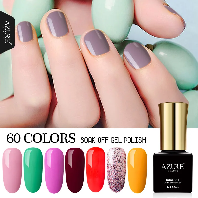

AZURE BEAUTY Gel Nail Paint Yellow Pink Color Gel Polish Nail Varnish Manicure 7ml Enamel Gel UV Soak Off Azure Nail Gel Polish