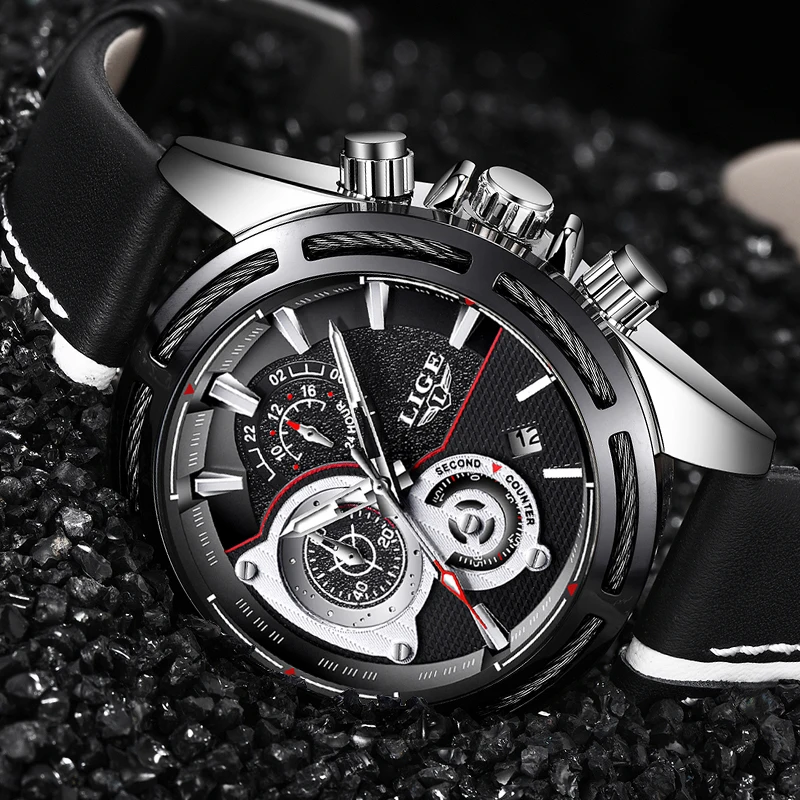 Мужские кварцевые часы Relojes Hombre спортивные водонепроницаемые с большим
