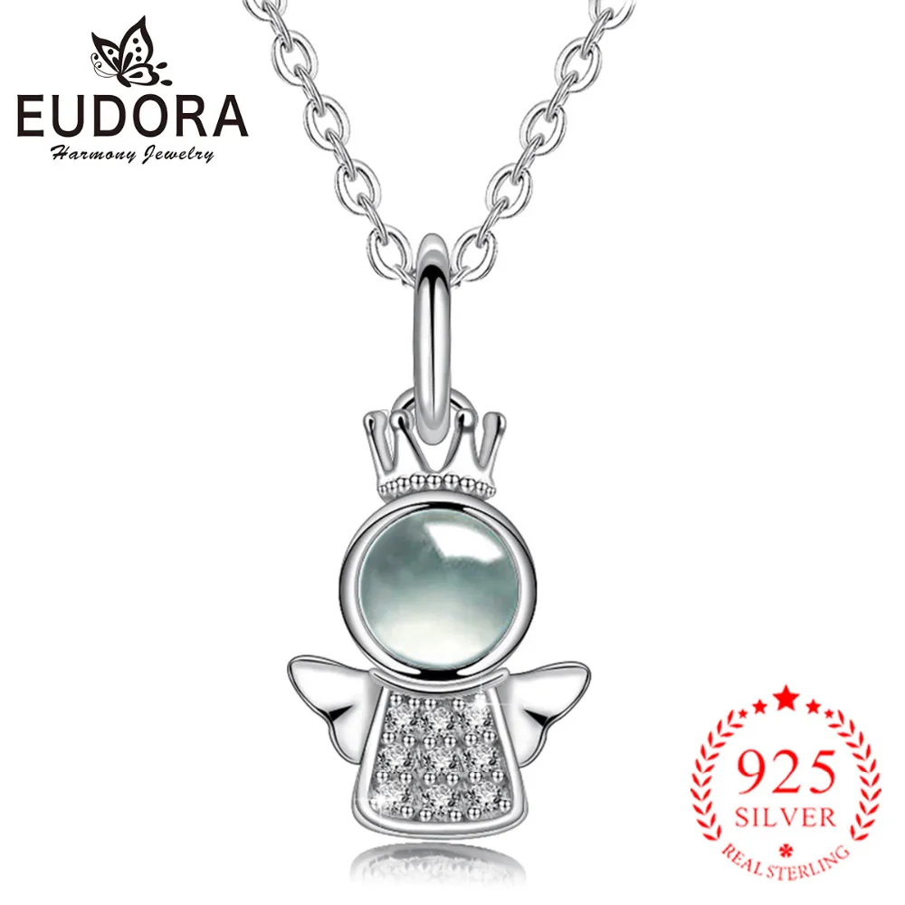 Eudora, 925 пробы, Серебряный кулон в виде сердца ангела эльфа, 100 язык, я люблю тебя, ожерелье для девочек, AAA циркон, модное ювелирное изделие YD015BJ