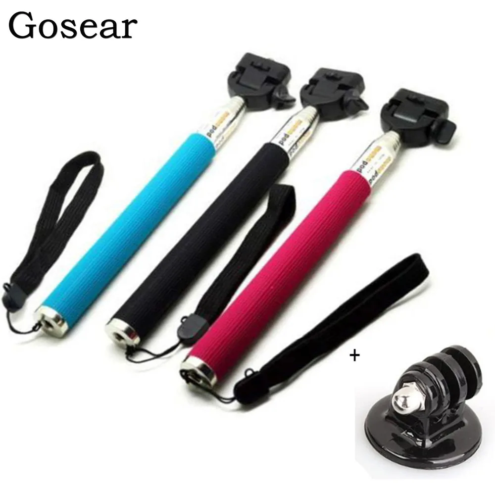 

Gosear Selfie Stick Pole Monopod Tripod Holder Adapter for Gopro Go Pro Hero 5 4 3 2 1 Sjcam SJ4000 Xiaomi Yi Action Camera