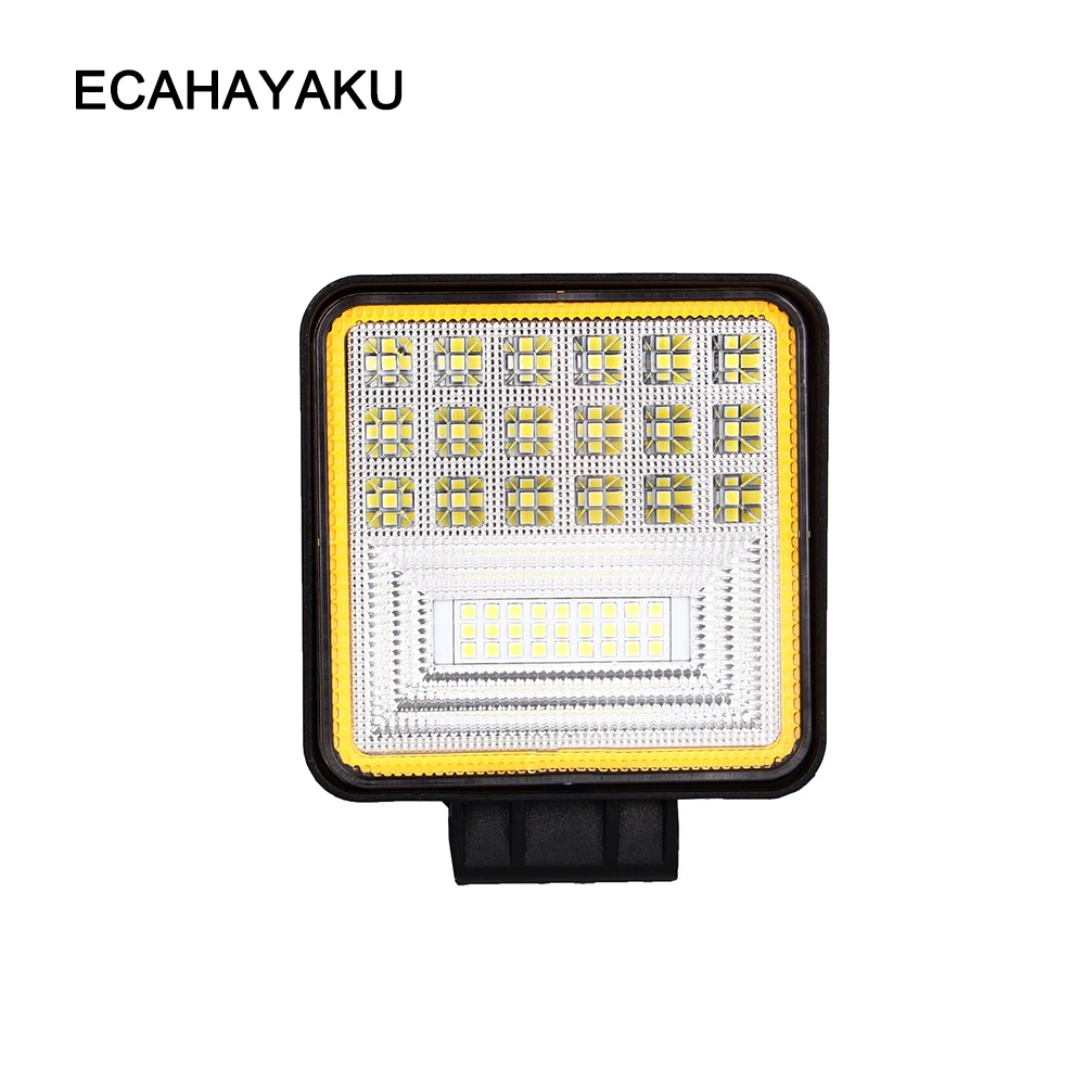 

ECAHAYAKU 4 inch LED work light bar 126W Driving Light with Yellow DRL lamp Combo Beam for off road jeep Truck ATV UTV SUV Boats