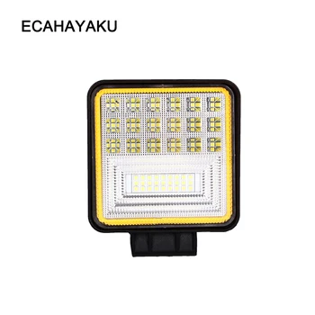 

ECAHAYAKU 4 inch LED work light bar 126W Driving Light with Yellow DRL lamp Combo Beam for off road jeep Truck ATV UTV SUV Boats