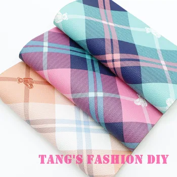 

15PCS--20x22cm High Quality DIY checks with bears leather/Synthetic leather/DIY fabric CAN CHOOSE COLOR
