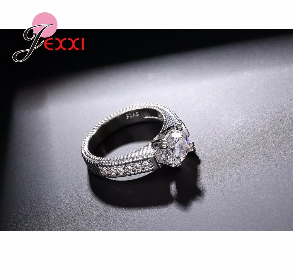Модные 925 пробы серебряные кольца для пары, качественные кубические циркониевые Стразы для женщин, обручальные кольца,, свадебные ювелирные изделия
